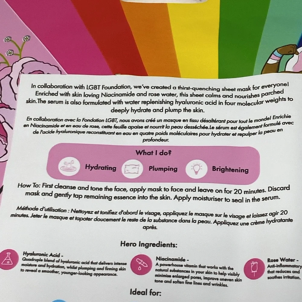Hydrating Printed Sheet Mask for Face -Love Wins Pride 1 Box (includes 12 Masks)